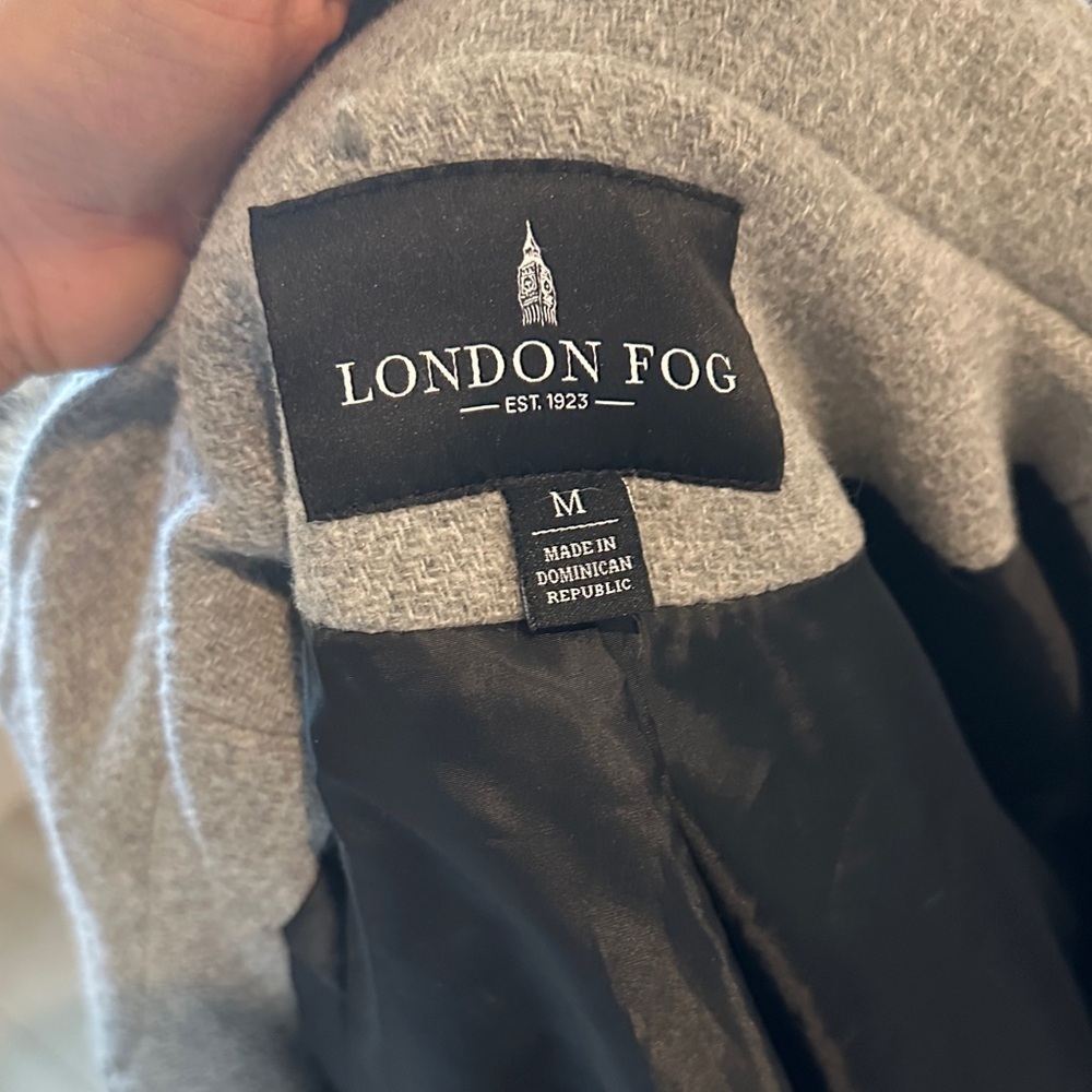 London Fog Women's Gray Hooded Trench Coat with Faux Fur Trim
